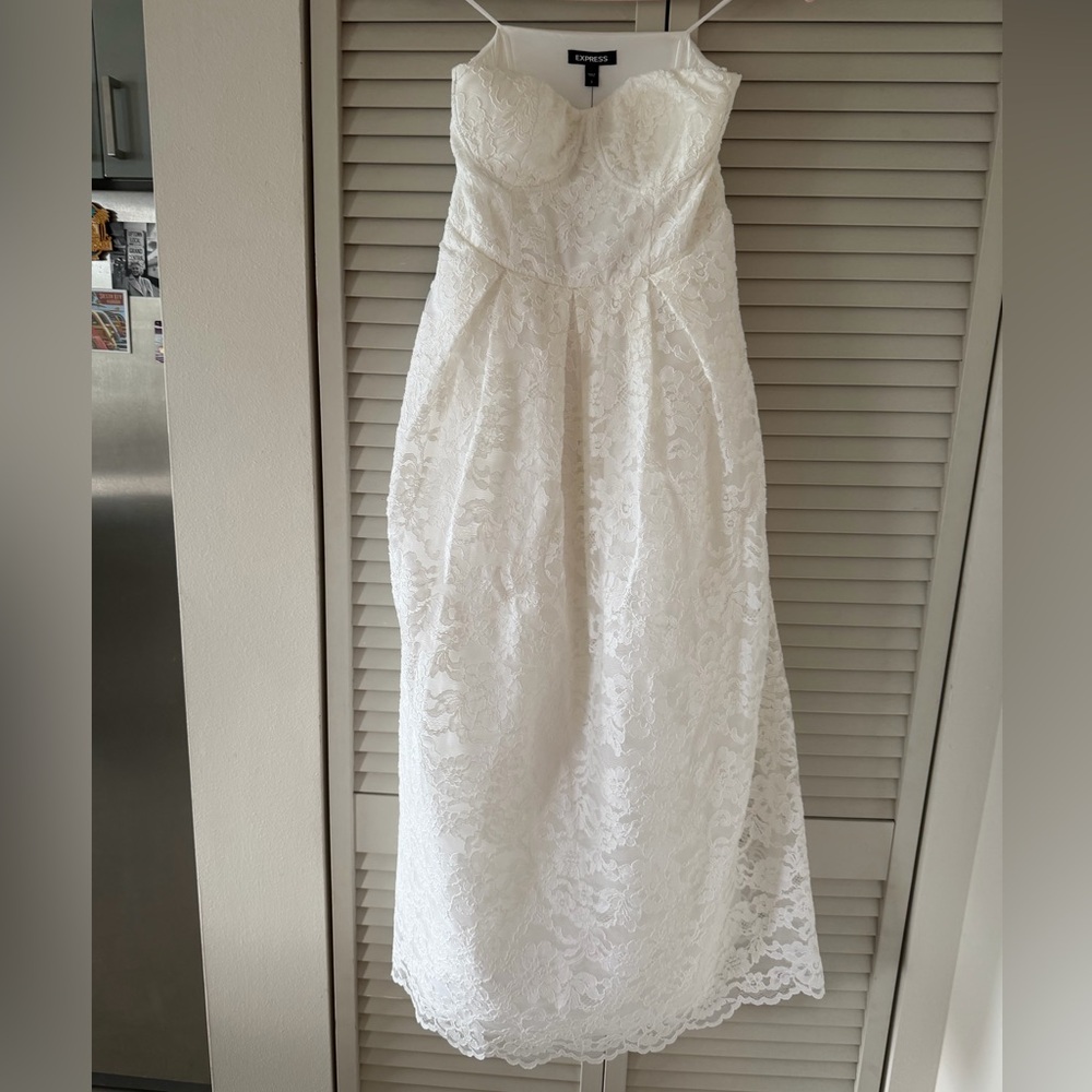 Express White Strapless Lace Dress with Tag - GORGEOUS